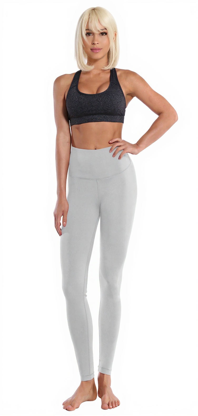 High-Waist Leggings in Light Gray — The Capri Season Edit style look